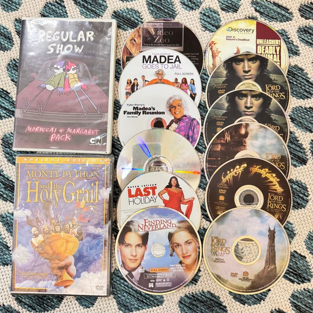 LOT of 14 DVD Movies Most are Discs Only Lord of the Rings Madea Monty Python